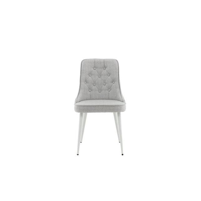 Velvet Deluxe Matstol 2-pack - vita ben - ljusgrått tyg
