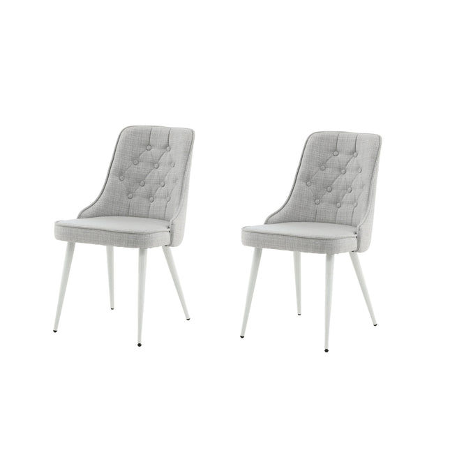 Velvet Deluxe Matstol 2-pack - vita ben - ljusgrått tyg