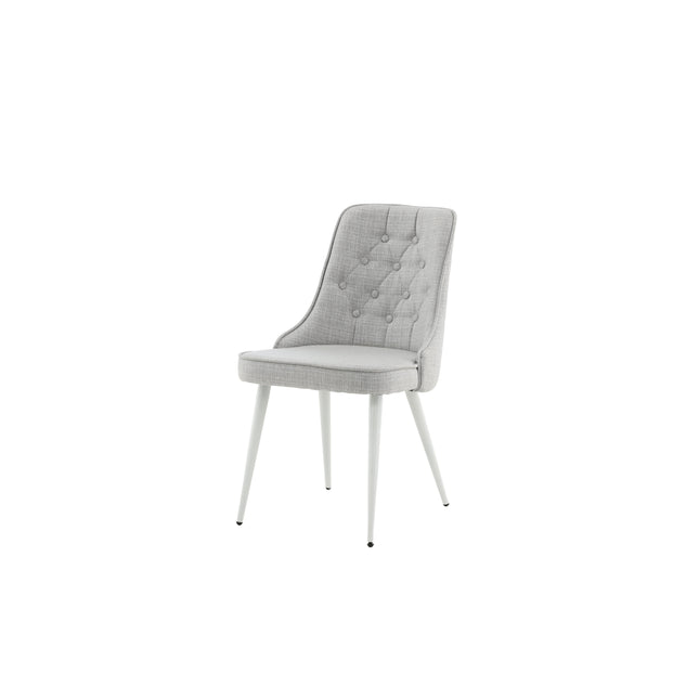 Velvet Deluxe Matstol 2-pack - vita ben - ljusgrått tyg