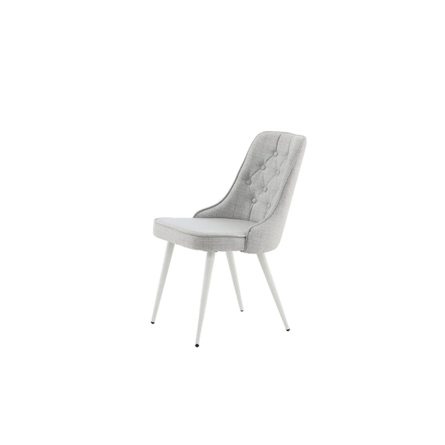 Velvet Deluxe Matstol 2-pack - vita ben - ljusgrått tyg