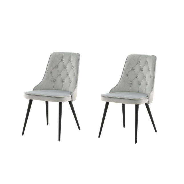 Velvet Deluxe Matstol 2-pack - svarta ben / ljusgrå sammet