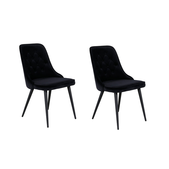 Velvet Deluxe ruokatuoli 2 kpl - mustat jalat / musta sametti