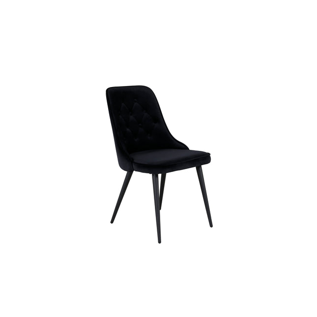 Velvet Deluxe ruokatuoli 2 kpl - mustat jalat / musta sametti
