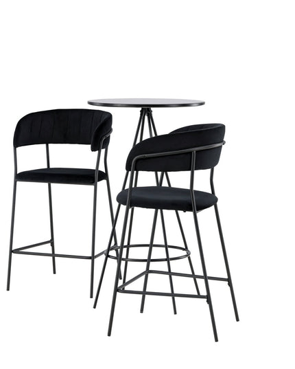 Bistro baaripöytä φ60 - musta / MDF viilulla +Lui baarituoli - musta / musta PU - KalusteDuo_Huonekaluliike_Ruokailuryhmä