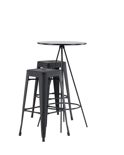 Bistro baaripöytä φ60 - musta / MDF viilulla +Tempe baarituoli - mattamusta / metalli - KalusteDuo_Huonekaluliike_Ruokailuryhmä