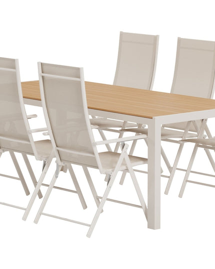 Break pöytä - beige ja 6 Levanzo tuolia - beige - KalusteDuo_Huonekaluliike_Ruokailuryhmä ulkokäyttöön