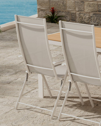 Break pöytä - beige ja 6 Levanzo tuolia - beige - KalusteDuo_Huonekaluliike_Ruokailuryhmä ulkokäyttöön