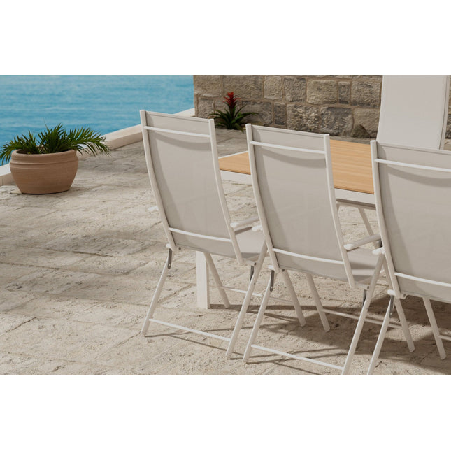 Break pöytä - beige ja 6 Levanzo tuolia - beige - KalusteDuo_Huonekaluliike_Ruokailuryhmä ulkokäyttöön