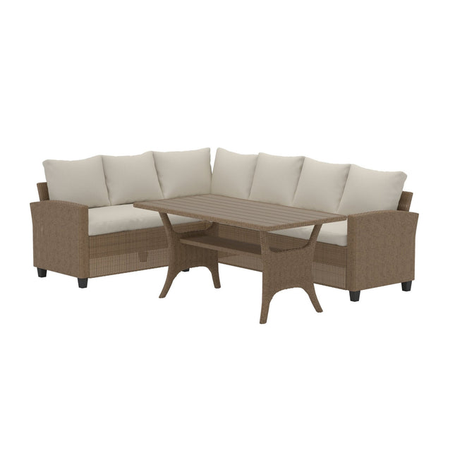 Brentwood kulmasohvaryhmä - beige / beige - KalusteDuo_Huonekaluliike_Oleskeluryhmä ulkokäyttöön