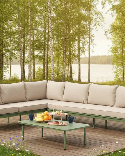 Calma Lounge kulmasohva - musta tai vihreä runko - KalusteDuo_Huonekaluliike_kulmasohva ulos