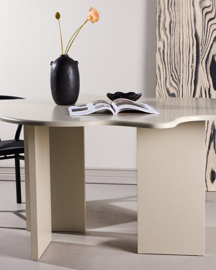 Flower ruokapöytä 190x123x76 cm - MDF beige maalaus FSC 100% - KalusteDuo_Huonekaluliike_Ruokapöytä