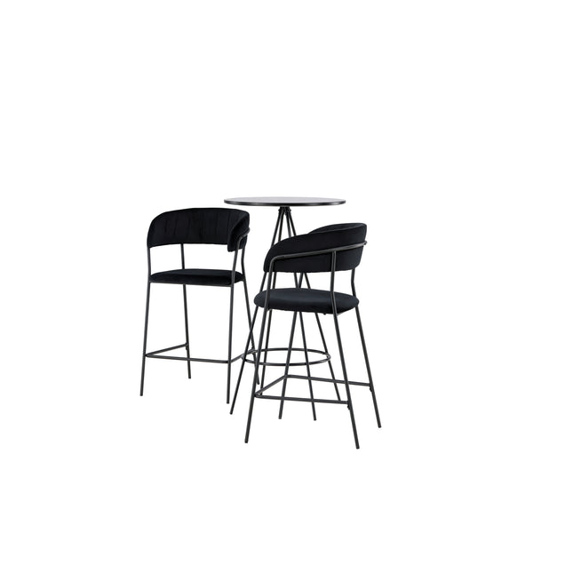 Bistro baarilaud φ60 - must / MDF spooniga +Lui baaritool - must / must PU