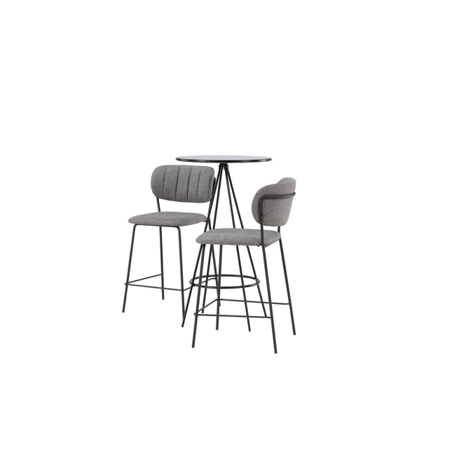 Bistro baarilaud φ60 - must / MDF spooniga +Bell baaritool - must / hall kangas