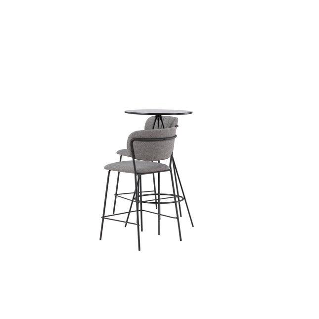 Bistro baarilaud φ60 - must / MDF spooniga +Bell baaritool - must / hall kangas