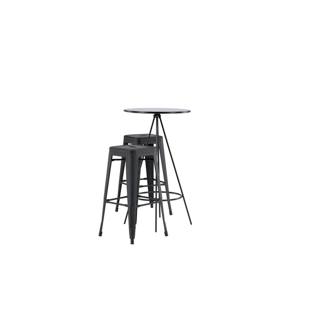 Bistro baarilaud φ60 - must / MDF spooniga +Tempe baaritool - matt must / metall