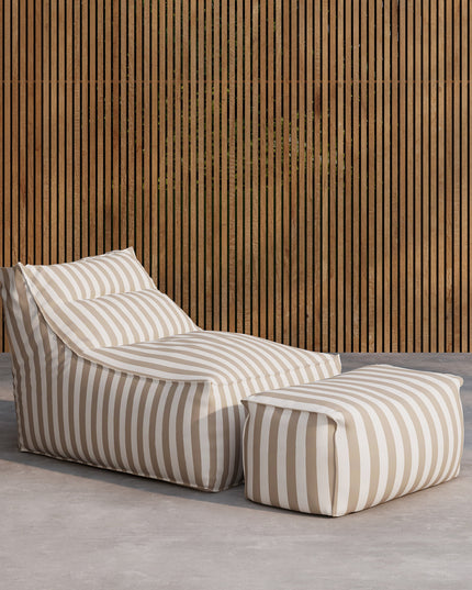 Redang Relaxbag with Ottoman - White/ Beige Striped