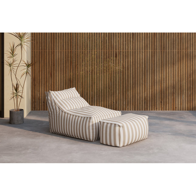 Redang Relaxbag with Ottoman - White/ Beige Striped