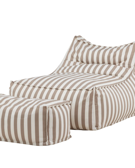 Redang Relaxbag with Ottoman - White/ Beige Striped