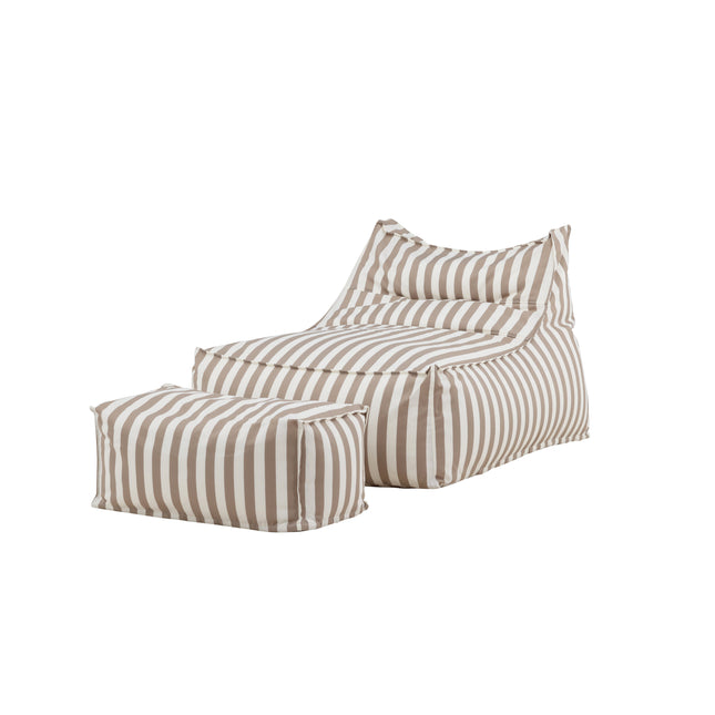 Redang Relaxbag with Ottoman - White/ Beige Striped