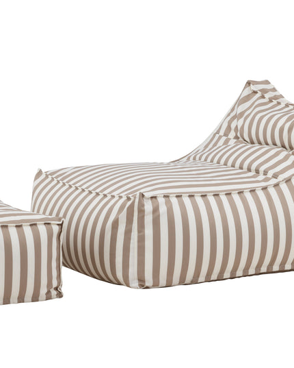 Redang Relaxbag with Ottoman - White/ Beige Striped