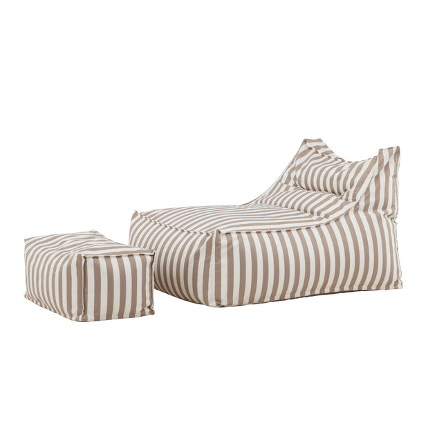 Redang Relaxbag with Ottoman - White/ Beige Striped