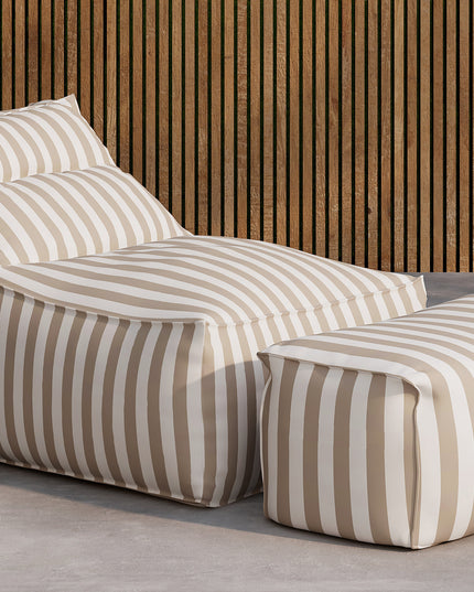 Redang Relaxbag with Ottoman - White/ Beige Striped