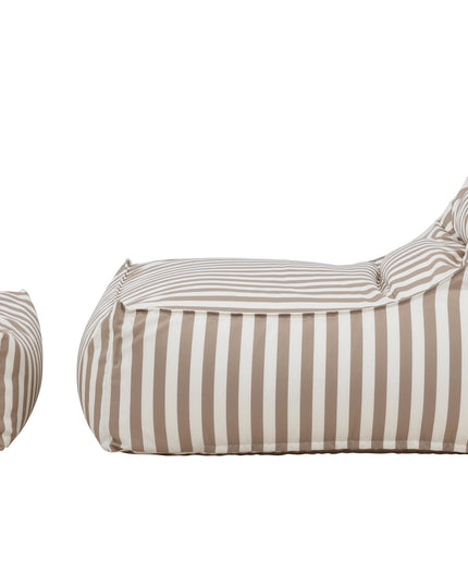 Redang Relaxbag with Ottoman - White/ Beige Striped