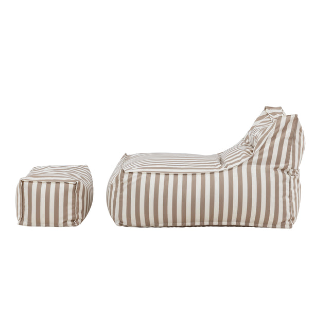 Redang Relaxbag with Ottoman - White/ Beige Striped