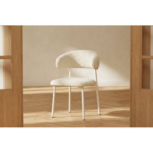 Lillholmen ruokatuoli 2 kpl - beige teräsrunko / beige bouclé-kangas - KalusteDuo_Huonekaluliike_Tuoli