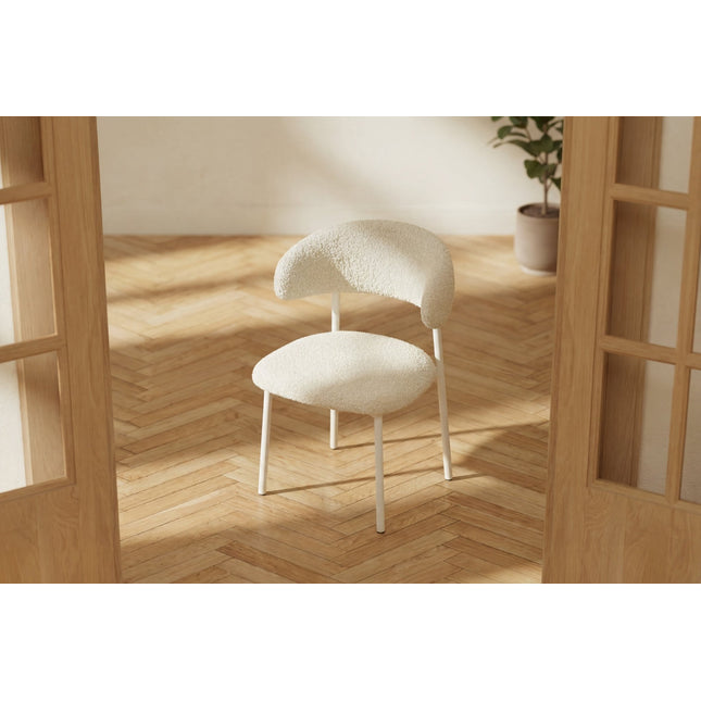 Lillholmen ruokatuoli 2 kpl - beige teräsrunko / beige bouclé-kangas - KalusteDuo_Huonekaluliike_Tuoli