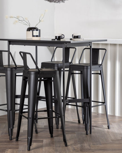 Rax baaripöytä 120*60 - musta / musta MDF +Tempe Flat baarituoli - mattamusta / metalli - KalusteDuo_Huonekaluliike_Ruokailuryhmä