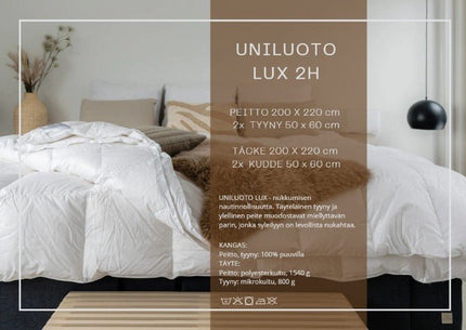 Uniluoto LUX 2h peite ja tyyny setti - hotellitason nukkumismukavuutta - #KalusteDuo_#Huonekaluliike_Peitto tyyny setti