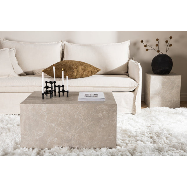 York matala sohvapöytä - beige / marmorinvärinen MDF - KalusteDuo_Huonekaluliike_Pöytä